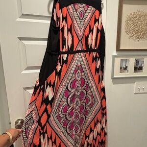 Pure Energy Black and Orange Patterned Maxi Dress